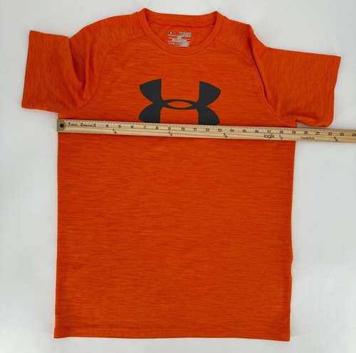 Under Armour T-Shirt Youth XL Orange Unisex YMD Heat Gear Loose Fit Sports Dry - Picture 6 of 10