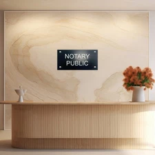 Imprue Notary Public Sign with 4 Corner Holes – 4" x 8" Durable Plastic Laminate