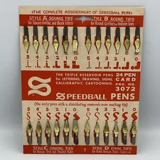 Vintage Speedball Triple Reservoir Calligraphy Pen Nibs 24 Complete Set