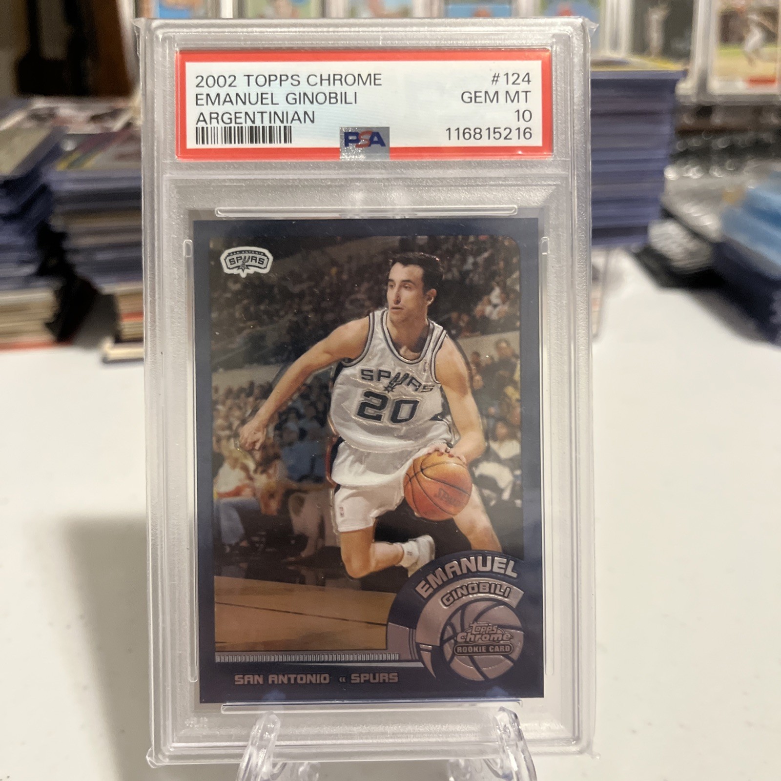 2002-03 Topps Chrome Manu Ginobili #124 Argentinian Text PSA 10 Rookie Card RC