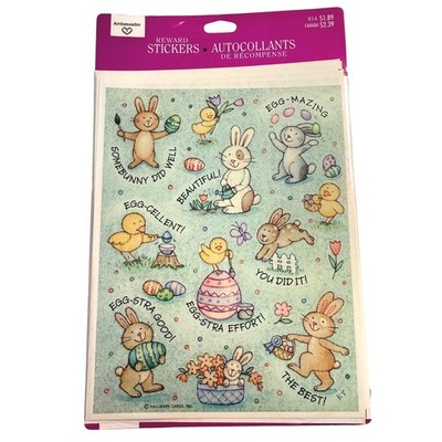 Vintage Hallmark Ambassador Easter Kids Reward Stickers Bunny Chick Sheet NEW