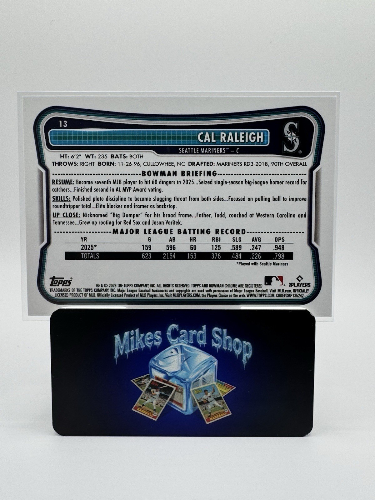 Topps 2026 Bowman Cal Raleigh Seattle Mariners Base Set Baseball Card ...