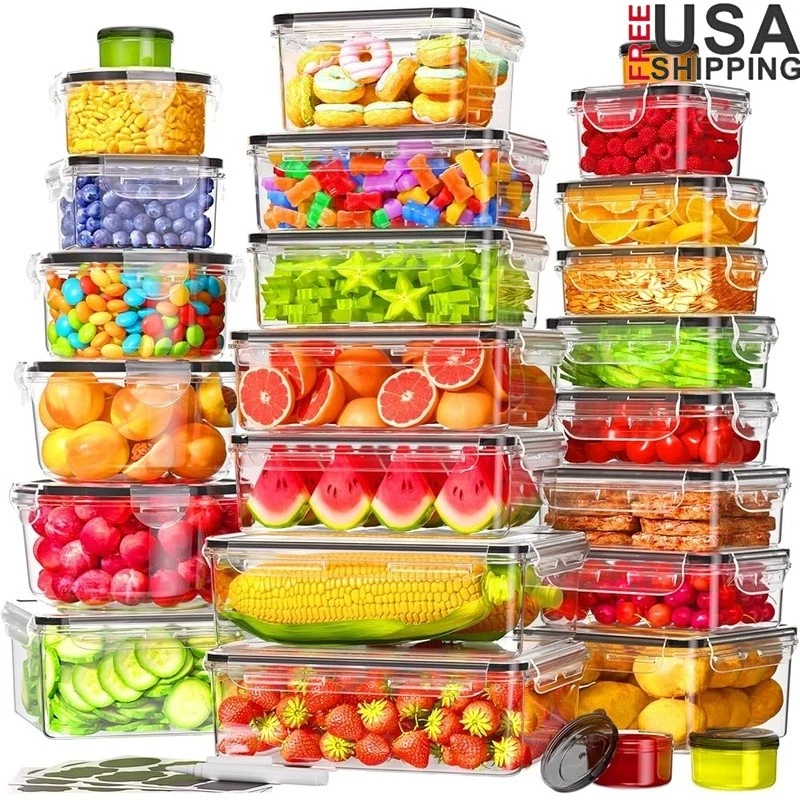 50 PCS Airtight Food Storage Containers W/ Lids Leak Proof Meal Prep Stackable
