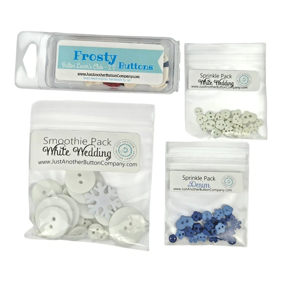 Just Another Button Lover's Club Frosty Fun Box JABC Snowman Snow Winter White - Image 3 of 4