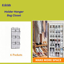 6Grid Over The Door Shoe Organizer Rack Hanging Storage Holder Hanger Bag Closet