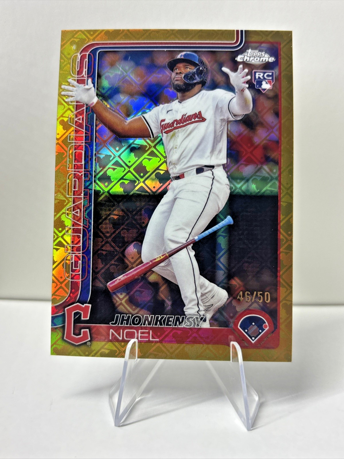 2025 Topps Chrome Jhonkensy Noel #291 Gold Logofractor 46 /50 (RC) Guardians