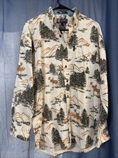 Vintage Chaps Ralph Lauren Nature Scenic Moose Medium Button Long Sleeve Shirt