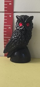Vintage Owl Figurine Red Gem Eyes 3” From Coal North Dakota Read Descr ML61B