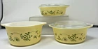 Pyrex Shenandoah Store & Serve Bowls 471 472 473 w/ Two Lids Vintage 1980's