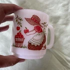 Vintage Glasbake Apple Maiden Farmhouse Mug /Cup “Give What You Have” Milk Glass