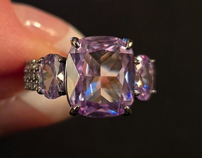 Bomb Party Ring RG14547 'Cant Live Without You' Lavender Topaz Hematite Size 8