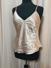 Satin Woman s Size M Camisole Lingerie Pink Lace Trimmed Deep V Back