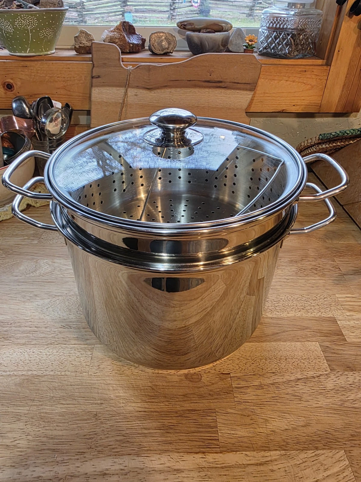 Williams-Sonoma 8 Qt. Double Stockpot Strainer/Steamer 4 Piece Set Stainless