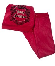 Vintage Pink 2000  s Juicy Couture Velour Crown Rhinestone Flare Tracksuit Small
