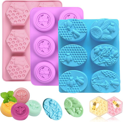 3 Pack Bee Soap Molds,Silicone Molds for Soap Making Great for Handmade Soap,Lot