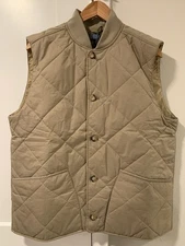 Barbour Tarn Liddesdale Gilet Quilted Vest Tan Tartan Button Men’s L NWT