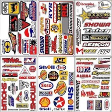 Set Of 6 Multicolor Racing Stickers By Biker For Car Metal Plastic Glass Vin