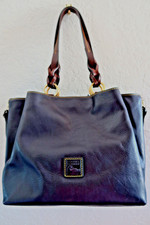 Dooney Bourke Florentine Leather Barlow Satchel/ Shoulder Bag Navy