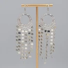 Chandelier Disco Long Pierced Earrings Silver tone Dangle