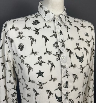 ROBERTO CAVALLI HEMD - Vogelmuster - Herren Größe IT 48 - M Medium