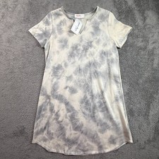 Renee C Boutique M Womens Tie Dye T-Shirt Dress Gray Cotton Stretch USA Made NEW