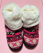 Muk Luks Women  s Fair Isle Knit Bootie Slippers Faux Fur Lined US 9 B NIB
