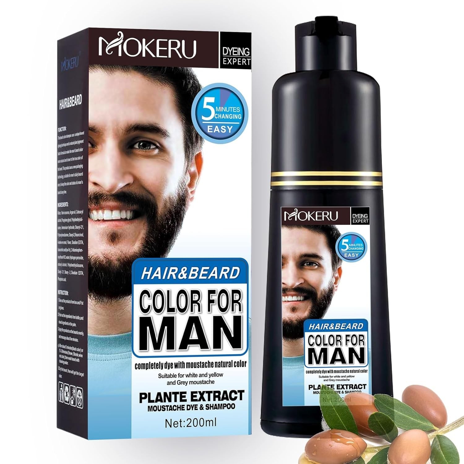 Champu Tinte Negro Natural Para Hombre Cubrir Canas Gris De 