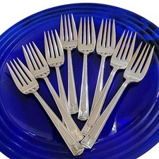8 HOLMES Edwards CENTURY SALAD Forks SET Dessert Super Plate 1923 Art Deco