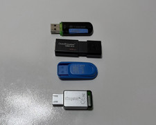 Lot of 4 USB Flash Drives Kingston SanDisk Transcend 16GB 32GB Tested Working
