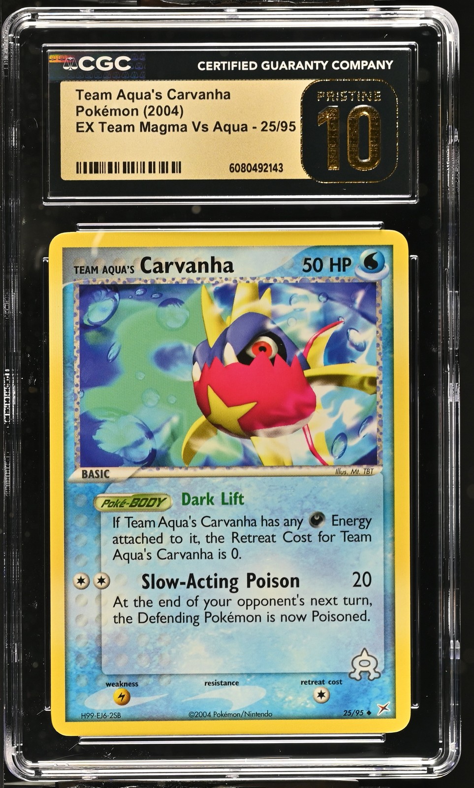 Team Aqua'S Carvanha Ex Team Magma Vs Aqua 25/95 CGC 10