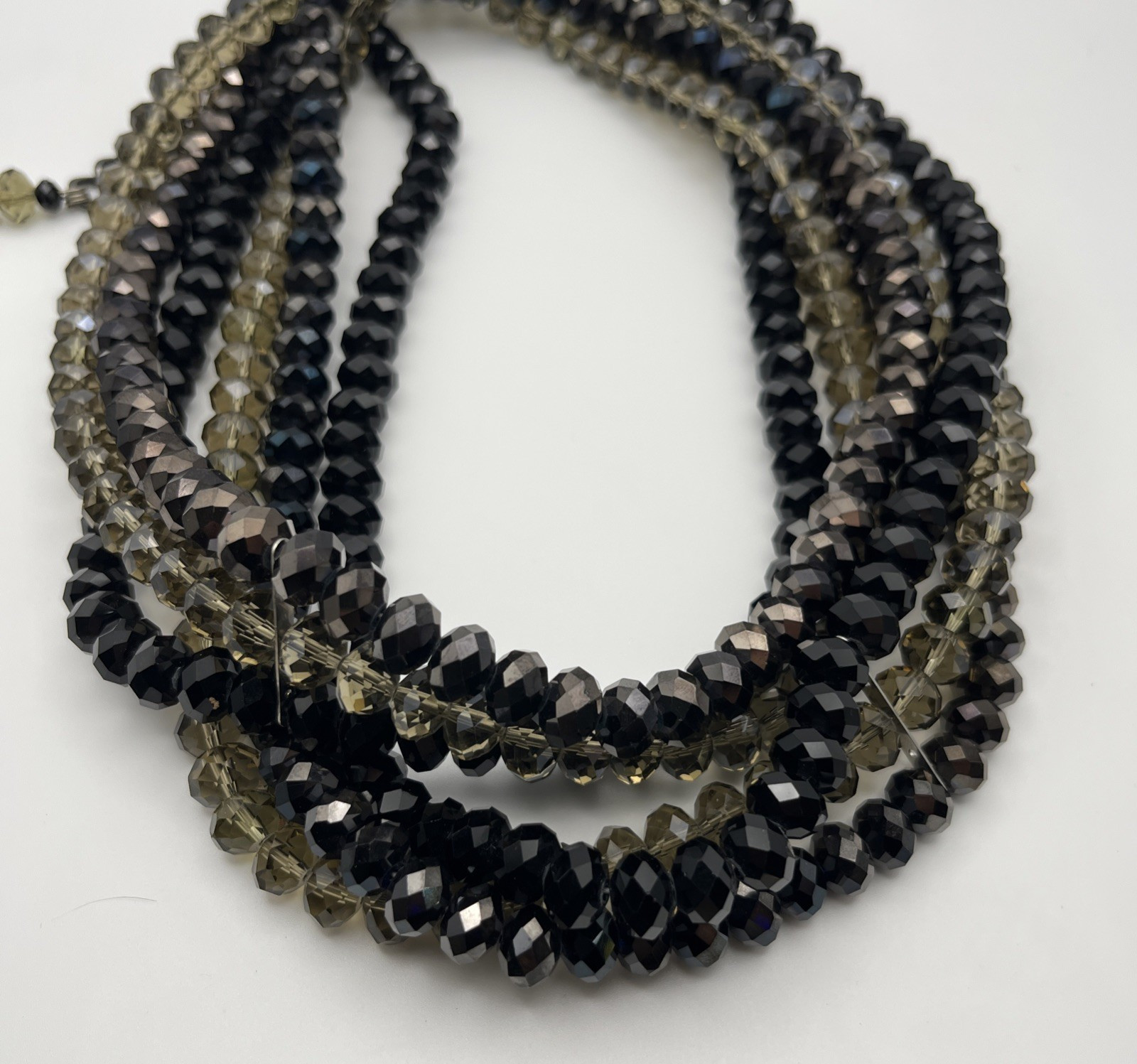 Faceted Beaded Statement Necklace Multi Strand Bl… - image 8