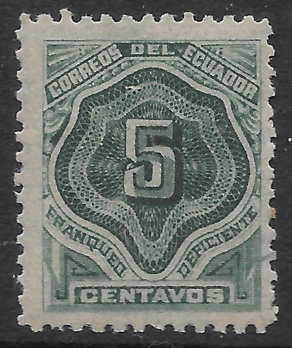 1896 ECUADOR🔥Postage due NUMERAL / WMK.🔥SC#J3🔥MLH OG