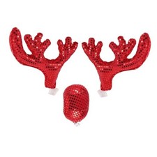 Reindeer Car Kit: Red Car Antlers and Nose Car Decorations Kit Christmas Car
