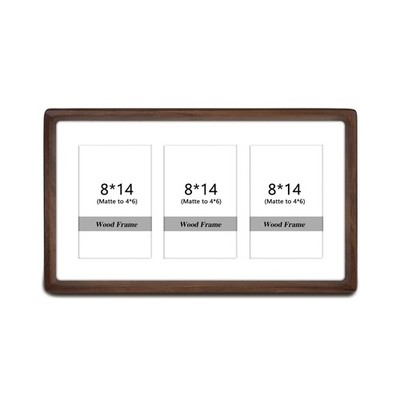 8x14 Natural Walnut Wood Picture Frame With HD Tempered Glass,Handcrafted Rou...