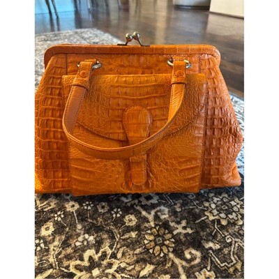   RARE Vintage ZAFFIRO ITALY Genuine Caiman Hornback Exotic Leather Doctor Bag  