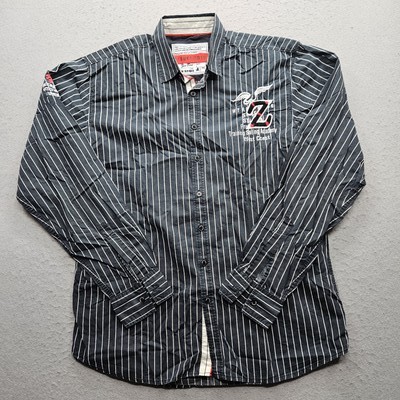 ZeeBee Training Sailing Academy Men's XXL Black White Pinstripe Button Down