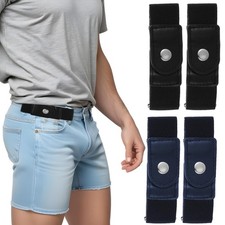 Ptwola 2 Pcs Men Side Belts No Buckle Elastic Belt Without One Size, Black