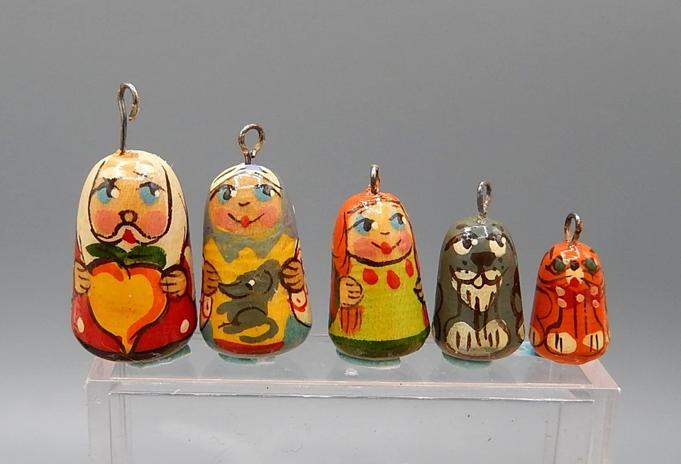 Muñeca anidadora vintage adornos navideños casa de muñecas artesanal miniatura 1:12 Foto 3 de 4