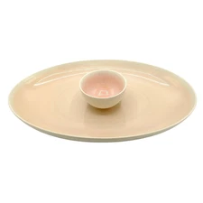 Lenox Naomi Stoneware Serving Platter With Bowl Glazed Oval Chips and Dip