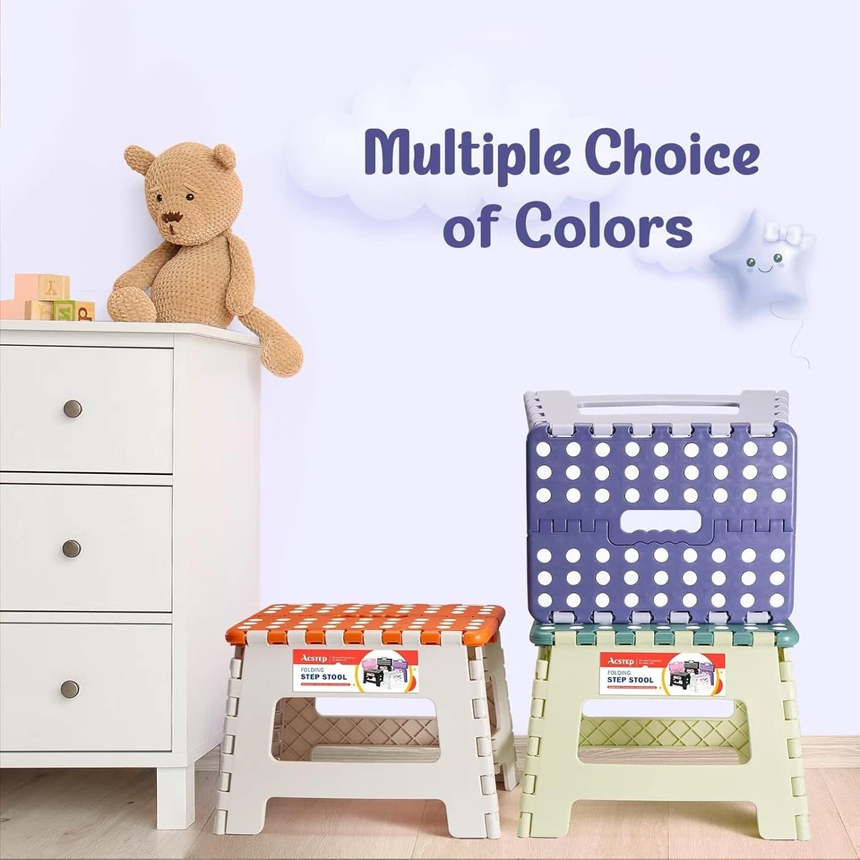 9" Height Folding Step Stool Cute Plastic Foldable Stools for Kids 1 Pack - Image 3 of 4