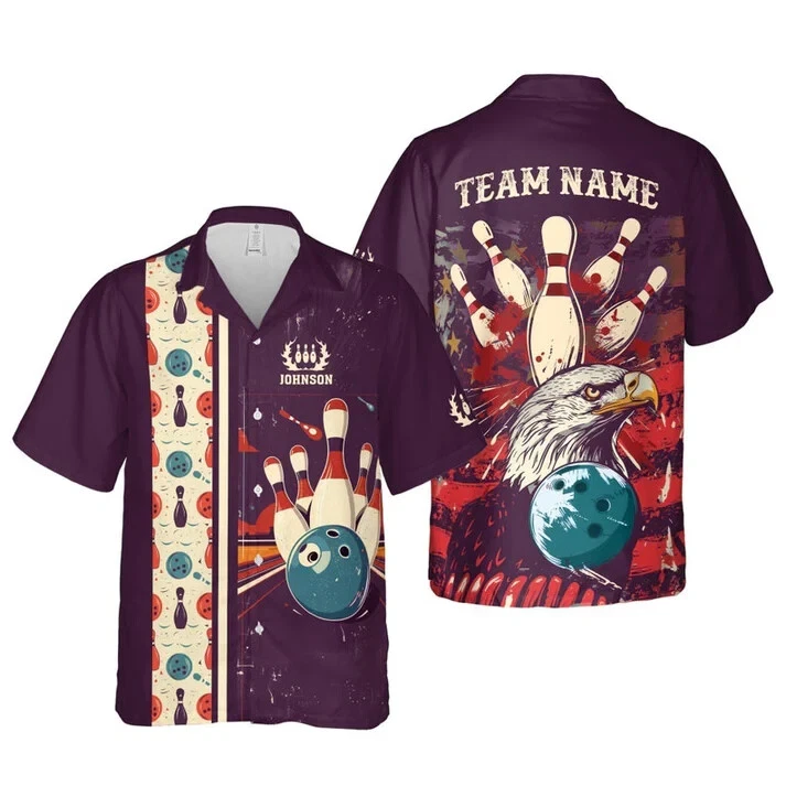 Bowling And Pins Retro Multi Color Pattern Hawaiian Shirt