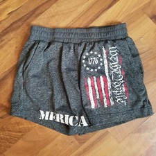 BOYS SHORTS GRAY BLUE YOUTH MEDIUM we the people 1776 merica bin17