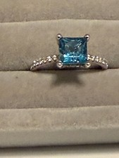 2.50CT TWT Genuine Natural Mined Topaz And Diamond Ring In Solid 14K White Gold