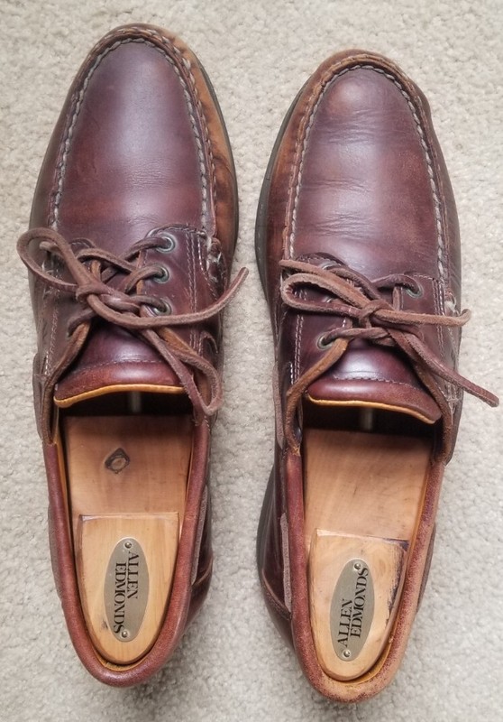 Allen Edmonds 10B Key Largo Leather Brown Vibram Sole Boat Loafer, Made in USA .