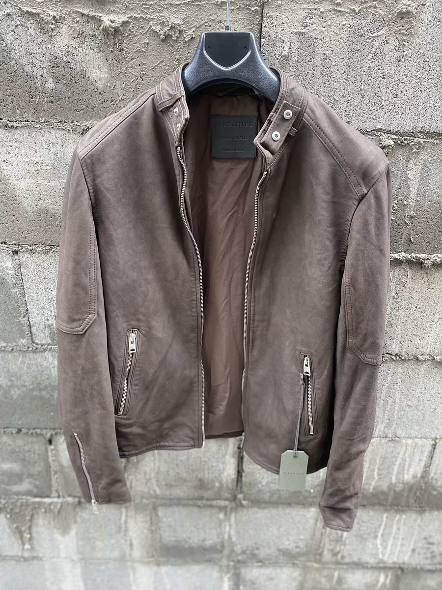 Men’s Brown Suede Cora ALL SAINTS Leather Motorcycle Jacket XS Msrp: $599