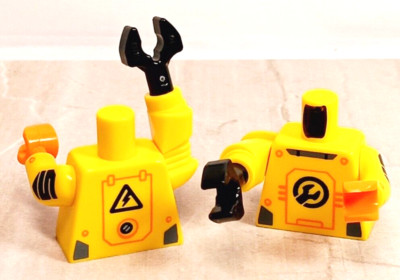 LEGO Robot Lab Tech Torso Mechanical Wrench Arm Yellow HAZARD Suit Experiment