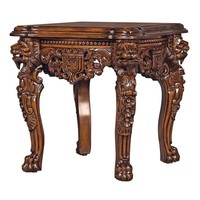 Hand Carved Lion Heads Solid Mahogany Antique Replica Side Table Hand Carved Lion Heads Solid Mahogany Antique Replica Side Table