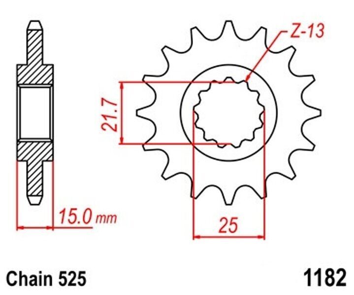 Pignon 14Z pas 525 TRIUMPH Speed Four anti-vibrations pour éliminer les à-coups