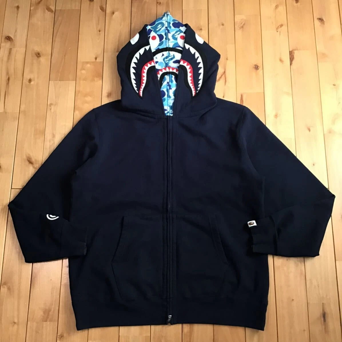 BAPE Double shark full zip hoodie ABC camo blue × navy A Bathing Ape Size XXL