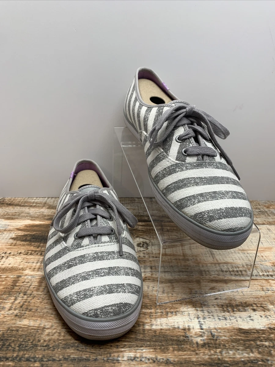 Keds Gray Striped Canvas Oxford Shoes Womens Size 10 Arch Support